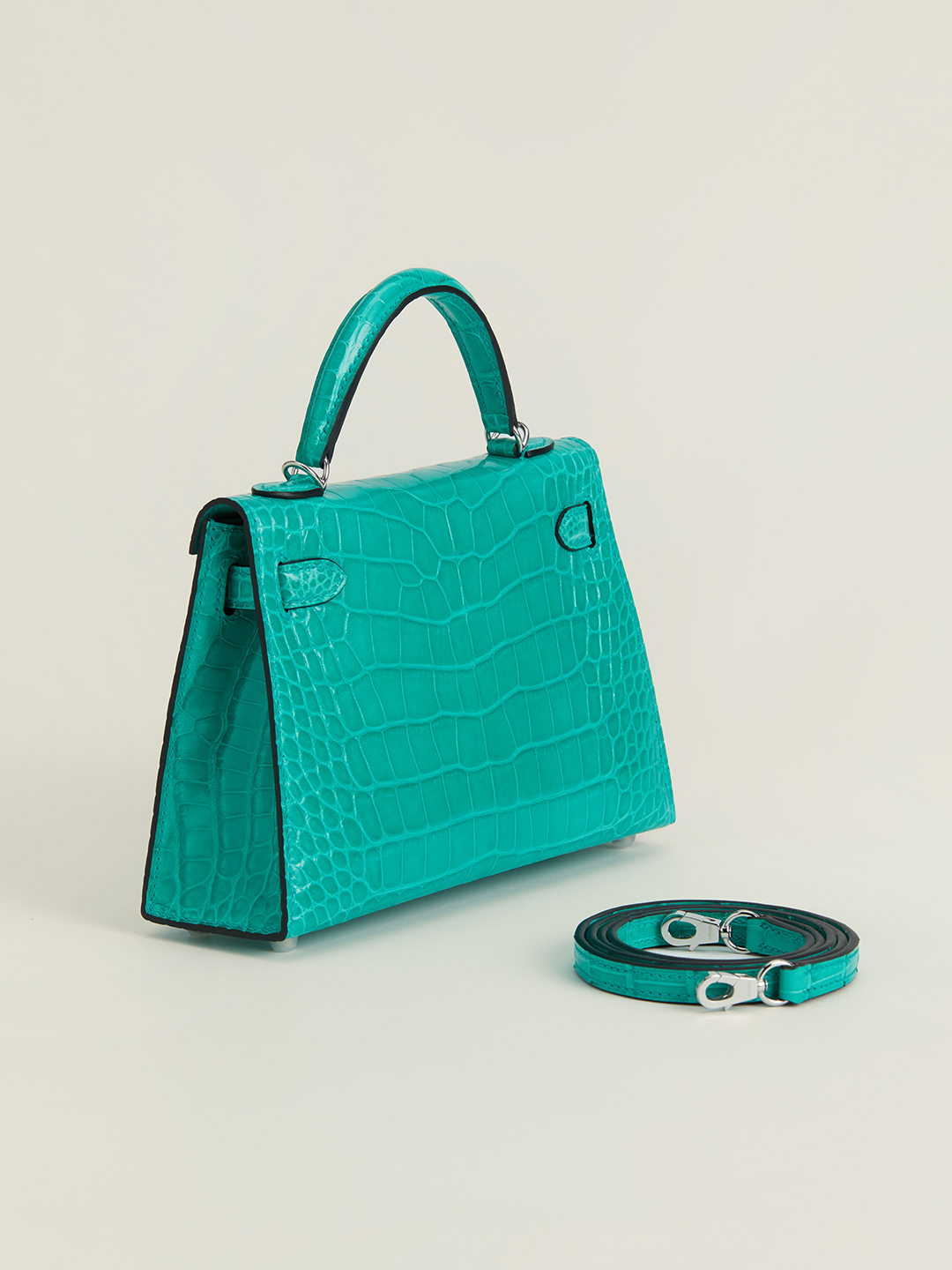 Hermes Kelly Mini II Bag 19CM In Vert Empire Shiny Alligator Leather